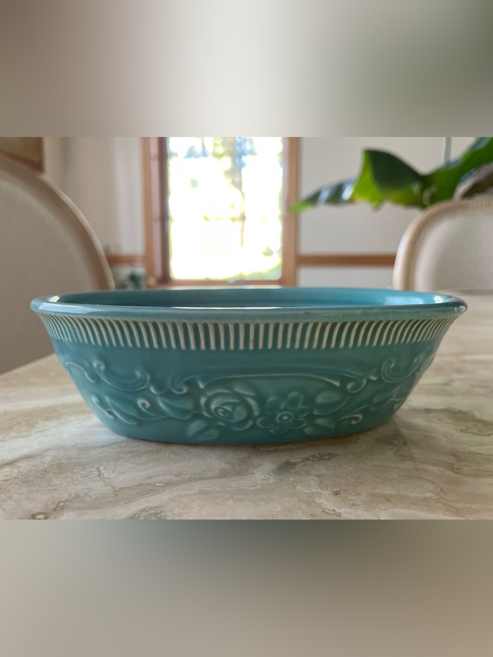 VINTAGE Taylor Smith & Taylor Turquoise Oven Serveware Oval Baker